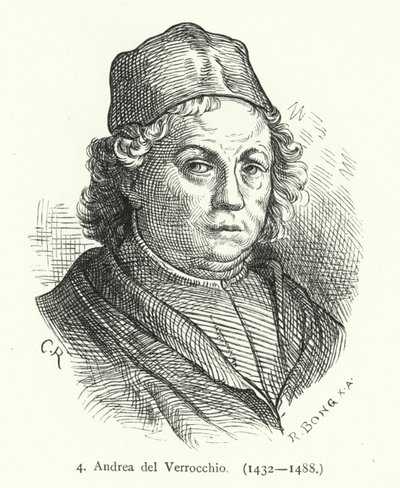 Andrea del Verrocchio, İtalyan Rönesans ressamı, heykeltıraş ve kuyumcu (gravür) by German School
