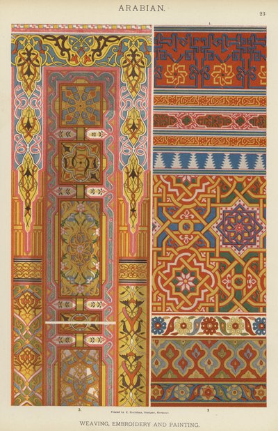 Arap, Dokuma, Nakış ve Resim (renkli lito) by German School