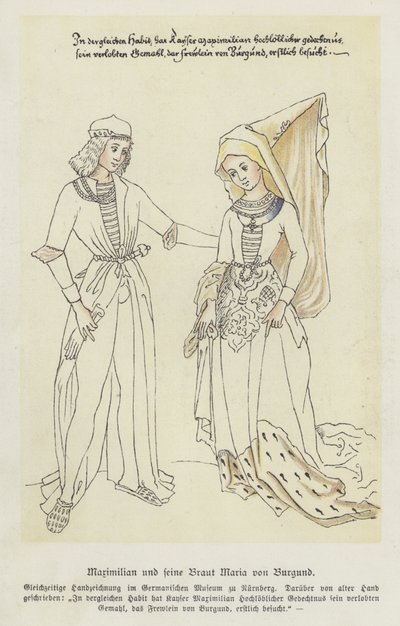 Avusturya Arşidükü Maximilian ve gelini Burgundy Mary (renkli taş) by German School