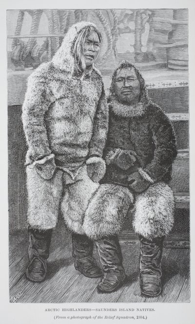 Arctic Highlanders - Saunders Adası Yerlileri, pub. Londra 1886 (Gravür) by German School