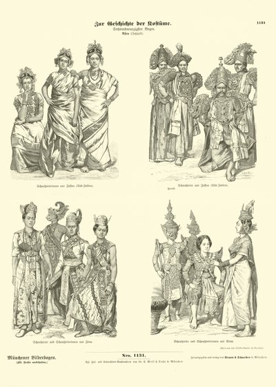 Asyalı aktör kostümleri, 19. yüzyılın sonlarında by German School