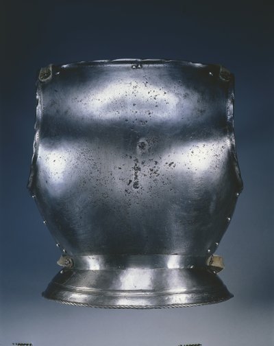 Arka plaka, c.1510-1530 (siyah boyalı çelik, deri kayışlar) by German School