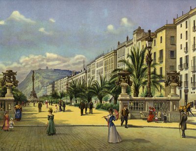 Barselona, Paseo de Colon (chromolitho) by German School