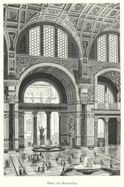 Caracalla Hamamları, Roma (gravür) by German School