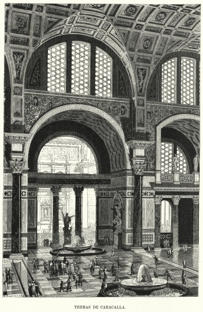 Caracalla Hamamları, Roma (lito) by German School
