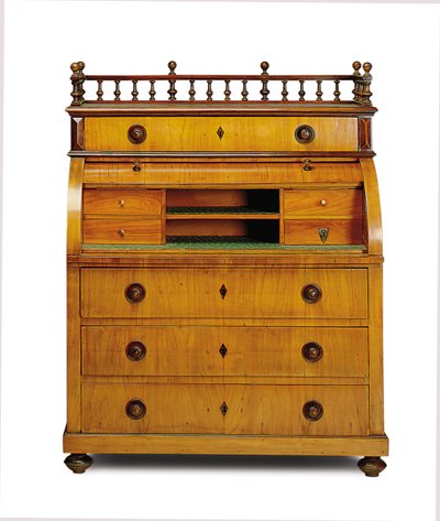 Biedermeier sekreter-komodin, 19. yüzyılın ikinci çeyreği (ceviz ve maun) by German School