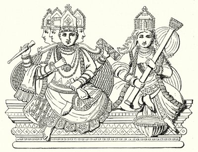 Brahma ve Saraswati (gravür) by German School