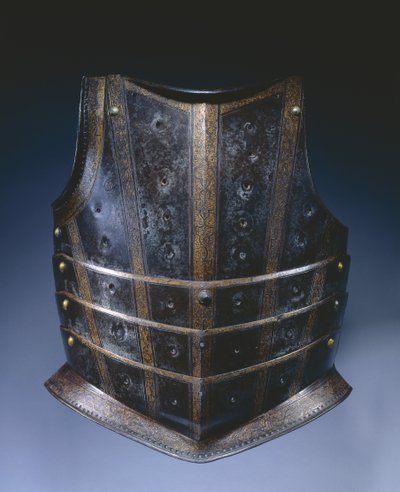 Hafif süvari süvari zırhından göğüs zırhı, c.1580 (kazınmış ve yaldızlı çelik) by German School