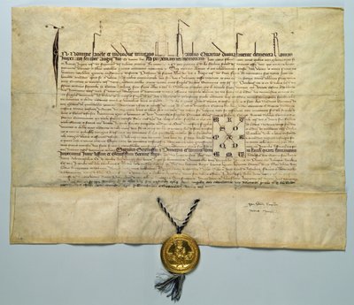 Charles IV Boğası (1316-78) Kutsal Roma İmparatoru, 29 Ocak 1365 (altın mühürlü parşömen üzerine mürekkep) by German School
