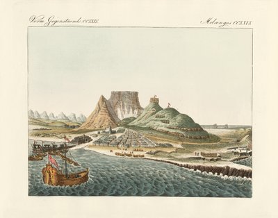 Ümit burnundaki Cape Town (renkli gravür) by German School
