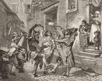 Karnaval Roma, İtalya. Bilder-Atlas için İllüstrasyon (gravür) by German School