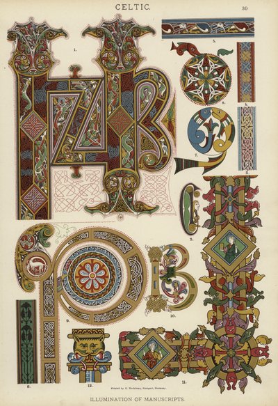 Kelt, El Yazmalarının Aydınlatması (renkli taş) by German School