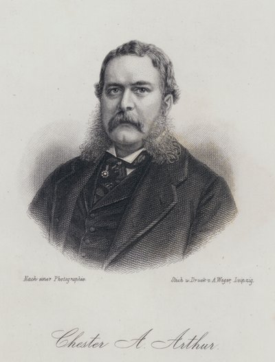Chester A Arthur, Amerikalı politikacı ve 21. Amerika Birleşik Devletleri Başkanı (gravür) by German School