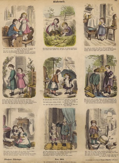 Çocukluk (renkli gravür) by German School