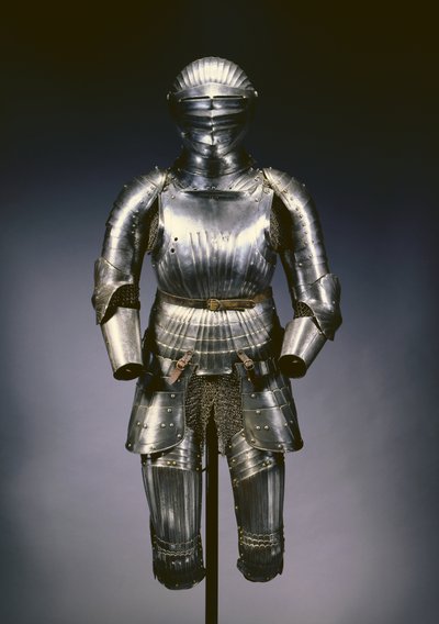 Maximilian tarzında yakın kask ve kısmi zırh takımı, Nürnberg, c.1525 by German School