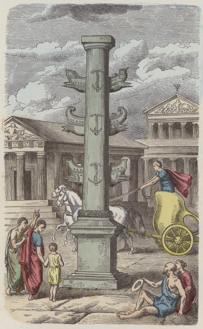 Roma deniz zaferini anan sütun (renkli gravür) by German School
