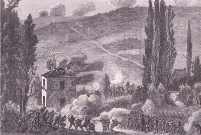 Chatillon'da Combat, Cassells History of the War Fransa ve Almanya arasındaki Cassell ve Company Limited tarafından yayınlandı, c.1890 (litho) by German School
