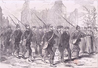 Mahkumların konvoyu, Cassells History of the War of France ve Almanya arasındaki Cassell ve Company Limited tarafından yayınlandı, c.1890 (lito) by German School