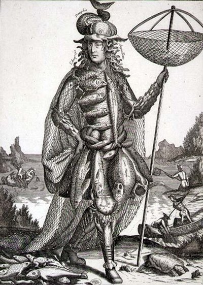 Bir Balıkçı için kostüm, bar. Gerard Valck (1651-2-1726) c.1690 (gravür) by German School