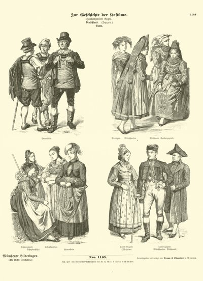 Baden, Almanya, 19. Yüzyıldan Kostümler by German School