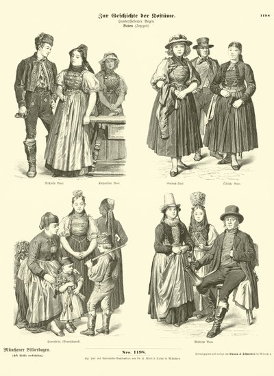 Baden, Almanya, 19. Yüzyıldan Kostümler by German School