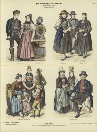 Baden, Almanya, 19. Yüzyıldan Kostümler by German School