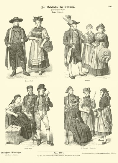 Baden, Almanya, 19. Yüzyıl Kostümleri by German School