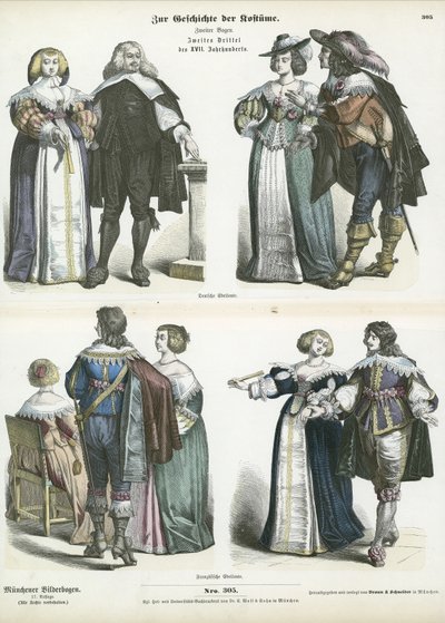 Alman ve Fransız soylularının kostümleri, 17. yüzyıl ortası by German School
