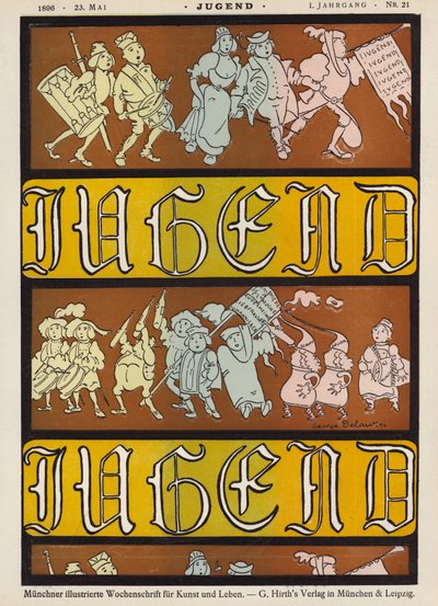 Jugend dergisi için kapak illüstrasyonu, 1896 by German School