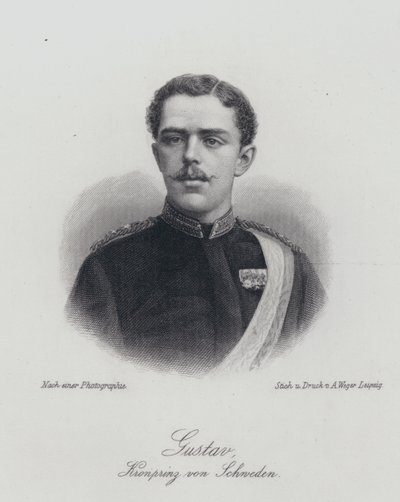 İsveç Veliaht Prensi Gustaf, gelecekteki Kral Gustaf V (gravür) by German School