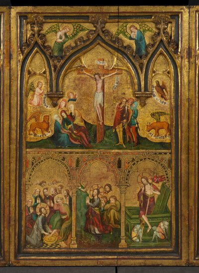 Çarmıha germe üçlüsü (eskiden Estouteville Üçlüsü olarak biliniyordu) (orta panel), c.1374 (panelde tempera) by German School