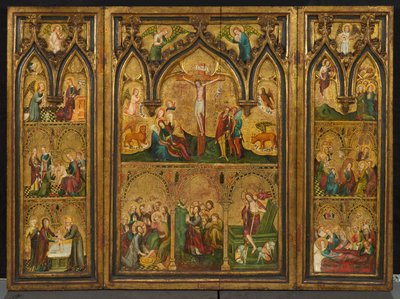 Çarmıha germe üçlüsü (eski adıyla Estouteville Üçlüsü), c.1374 (panelde tempera) by German School