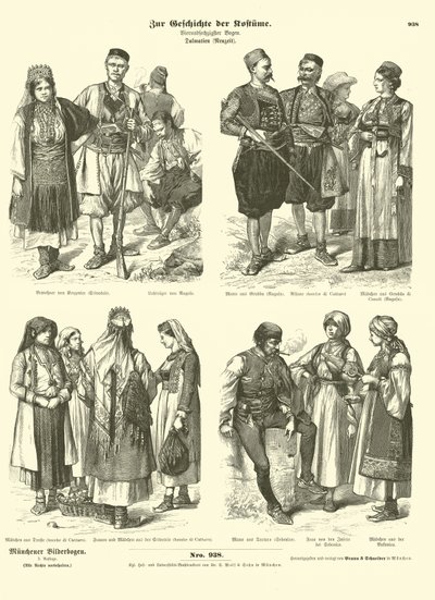 19. yüzyılın sonlarında Dalmaçyalı kostümler by German School