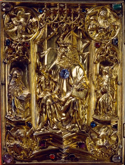 Das Reichsevangeliar Angels ve dört evangelistin sembolleri. Aachen Evanjelik. 8. yüzyıl Sanat Tarihi Müzesi, Viyana by German School