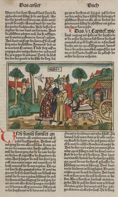 David ve Ahit Sandığı, 15. yüzyılın sonları (el renkli gravür) by German School