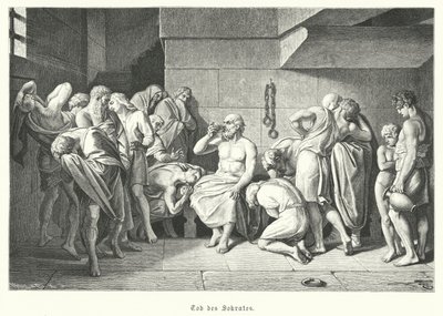Antik Yunan filozofu Sokrates'in ölümü, MÖ 399 (gravür) by German School