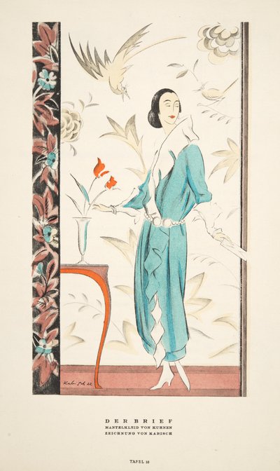 Der Brief, Coat Dress, Kurnen, Styl'den, pub.1922 (pochoir baskı) by German School