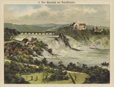 Schaffhausen yakınlarındaki Ren Şelalesi (renkli taş) by German School