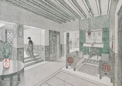 Valentin Mink tarafından bir oturma odası tasarımı, 1906. by German School