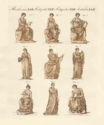 Yunanlıların ve Romalıların tanrıları (renkli gravür) by German School