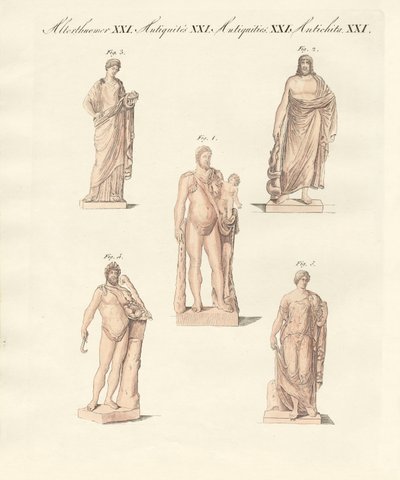 Yunanlıların ve Romalıların tanrıları (renkli gravür) by German School