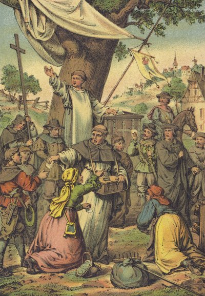 Dominikli Rahip Johann Tetzel para karşılığında hoşgörü dağıtıyor by German School