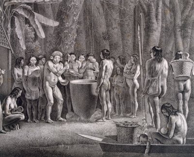 Coroados kabilesinin içki festivali, 1835-50 dolayları by German School
