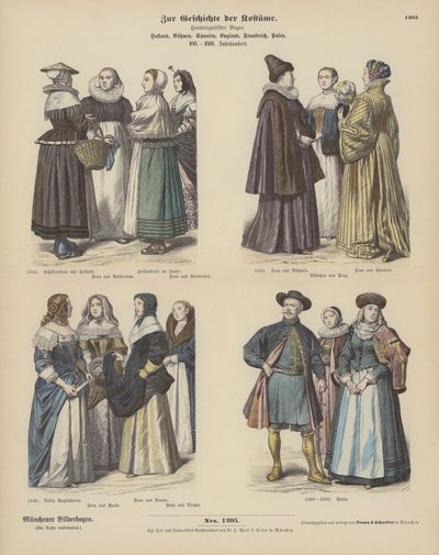 Felemenkçe, Bohem, İspanyolca, İngilizce, Fransızca ve Lehçe, kostümler by German School
