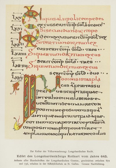 Lombard Kralı Rothari'nin Fermanı, 643 (renkli taş) by German School