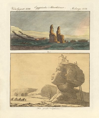 Mısırlıların eski eserleri (renkli gravür) by German School