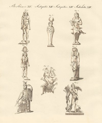Mısırlıların tanrıları (renkli gravür) by German School