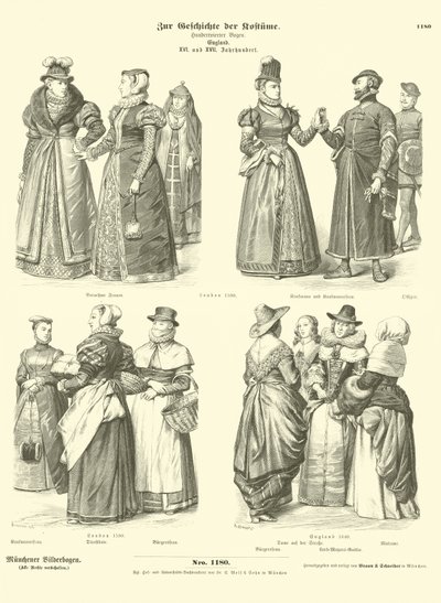 İngiliz kostümleri, 16. ve 17. Yüzyıl by German School