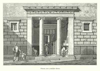 Antik bir Yunan evinin girişi (gravür) by German School