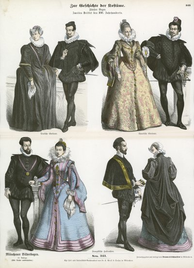 Avrupa kostümleri, 16. yüzyıl ortası by German School